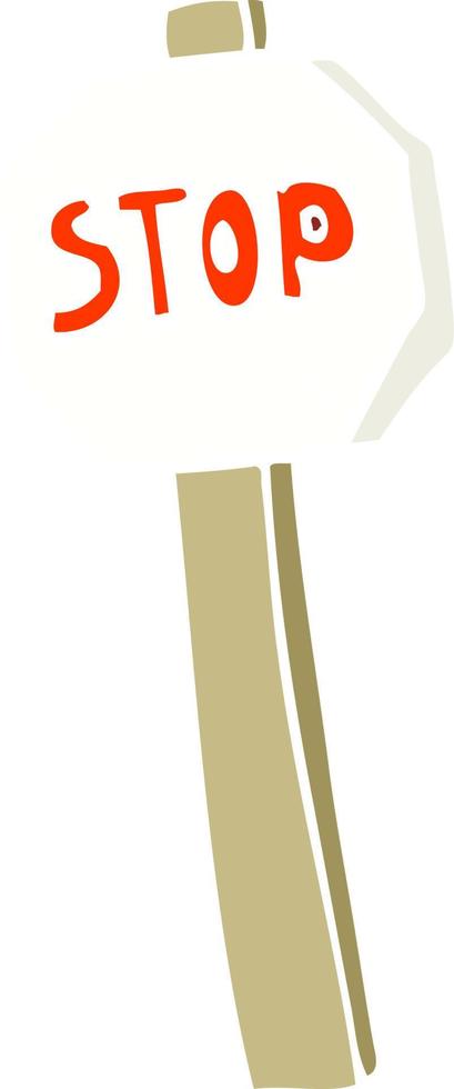 flat color illustration cartoon stop sign vector