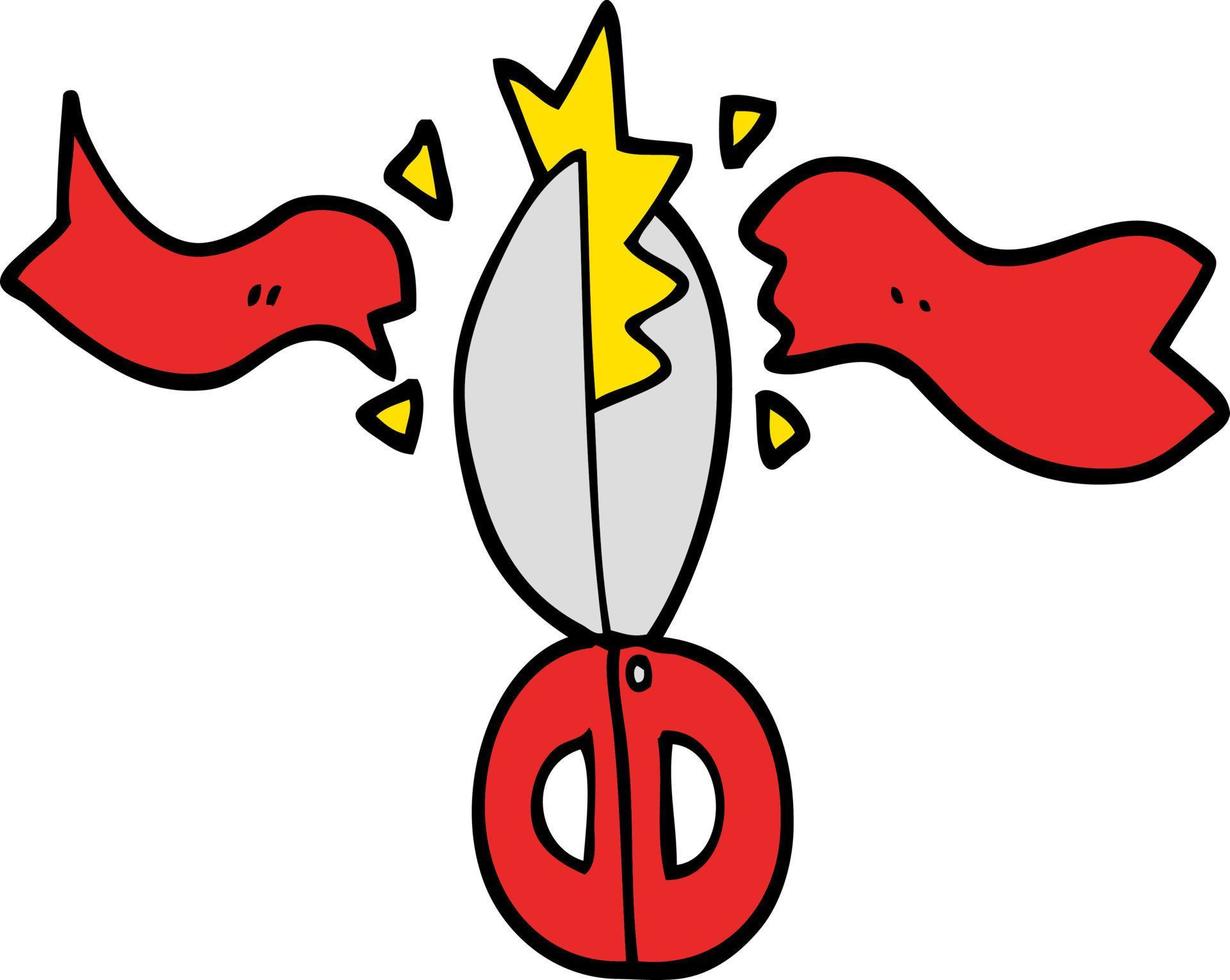 hand drawn doodle style cartoon ceremony scissors vector
