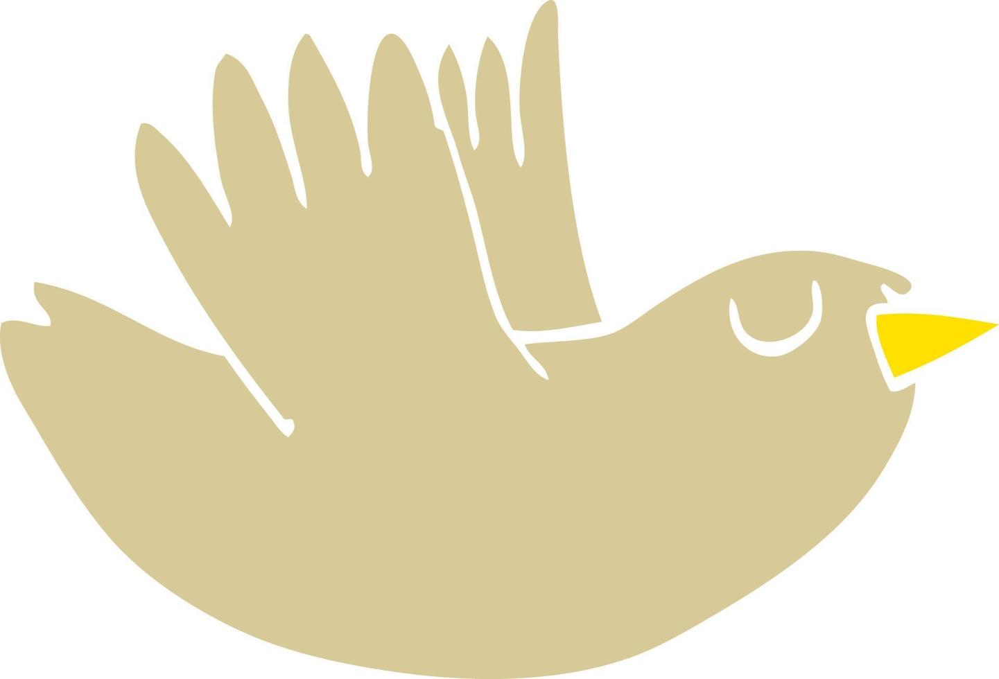 flat color illustration cartoon flying bird vector
