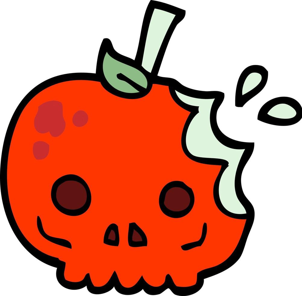 hand drawn doodle style cartoon red poison apple vector