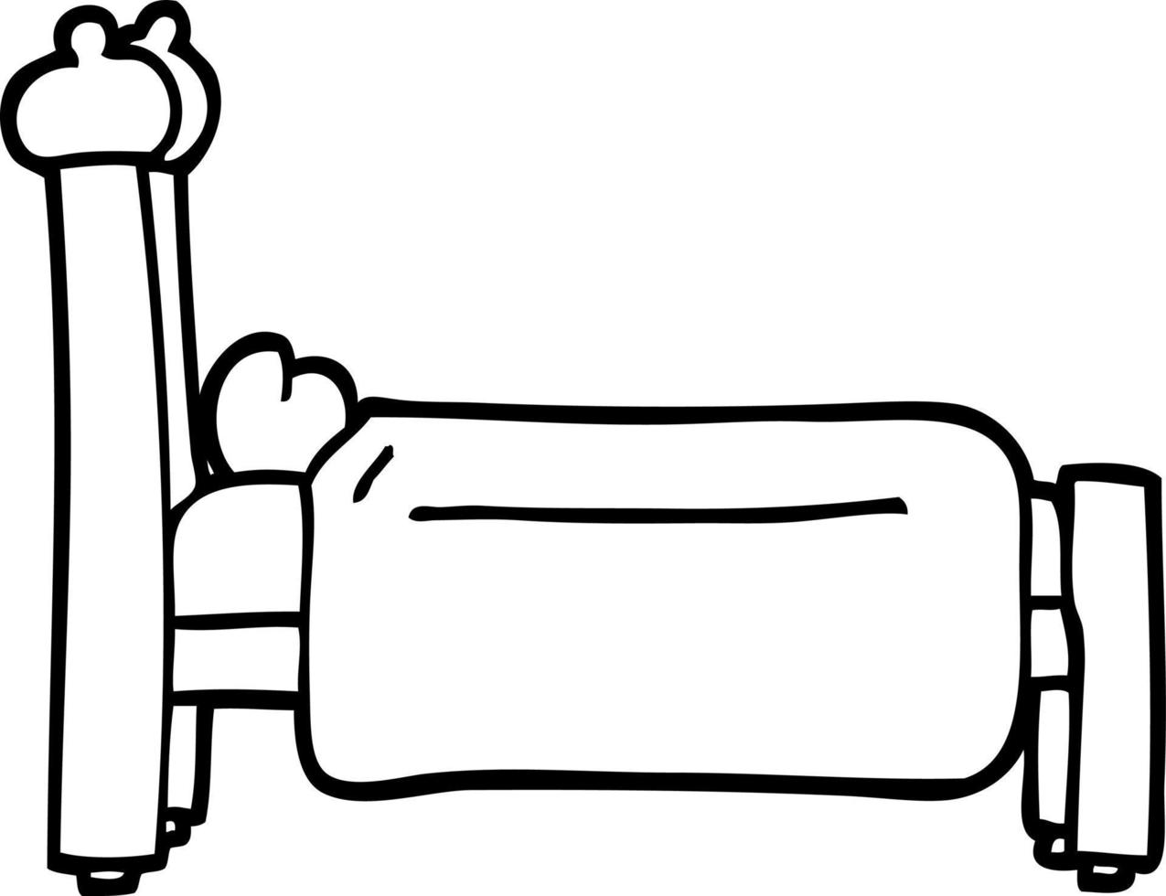 black and white cartoon bed vector