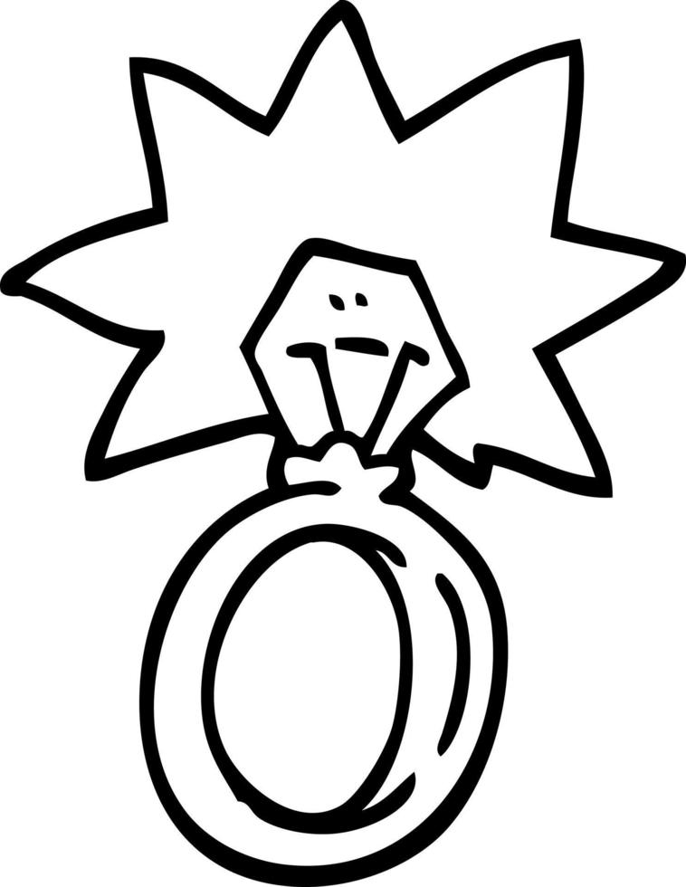 black and white cartoon engagement ring vector
