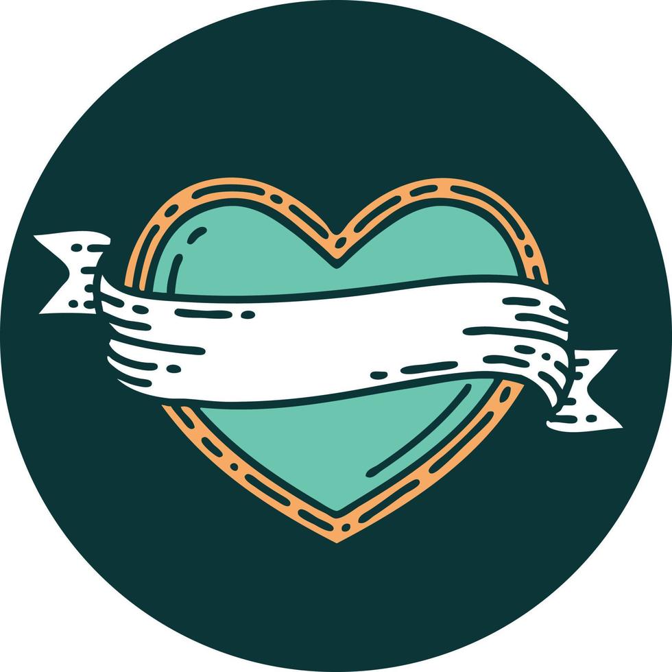 iconic tattoo style image of a heart and banner vector