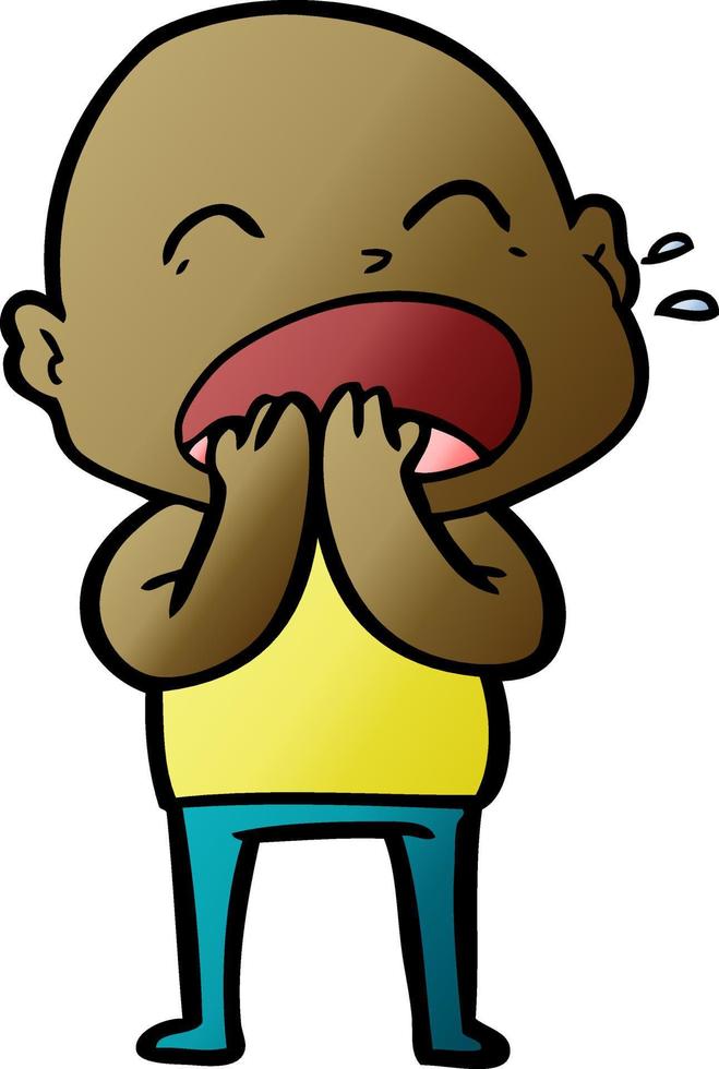 cartoon shouting bald man vector