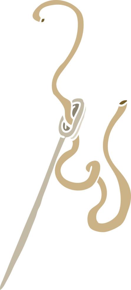 flat color illustration cartoon needle and thread vector