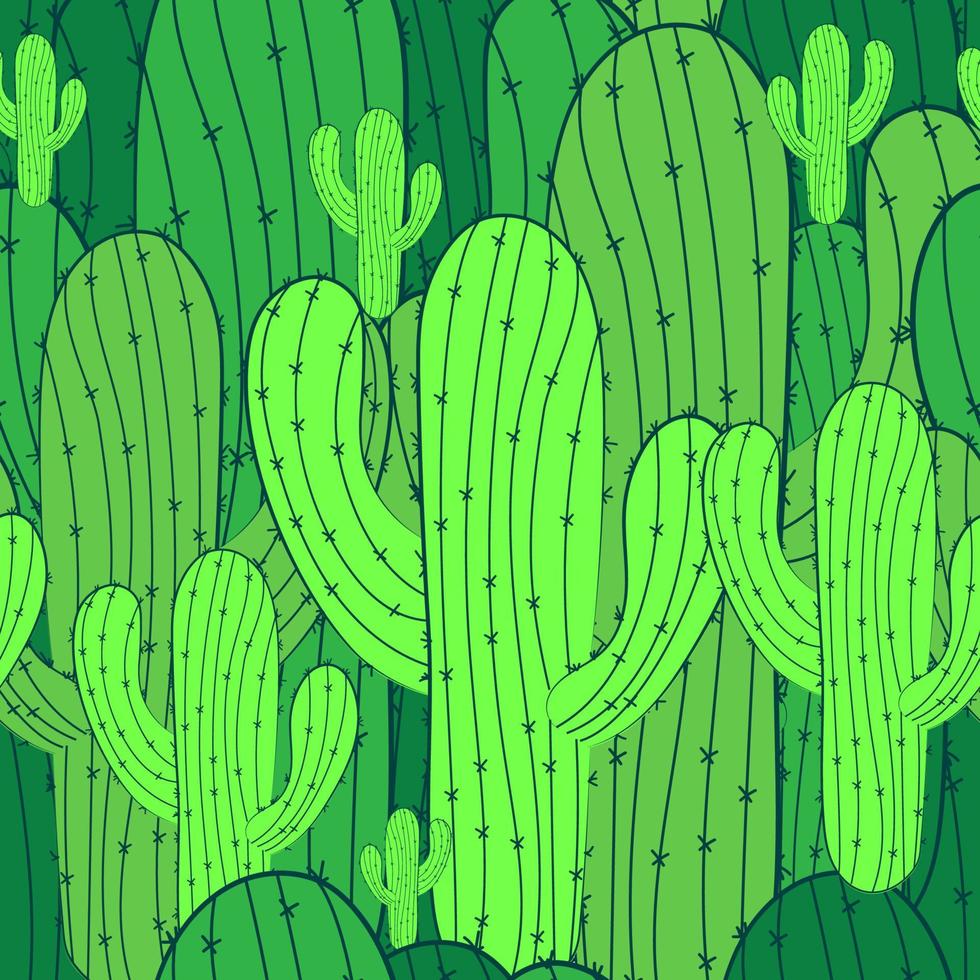 Vector seamless pattern with cactus