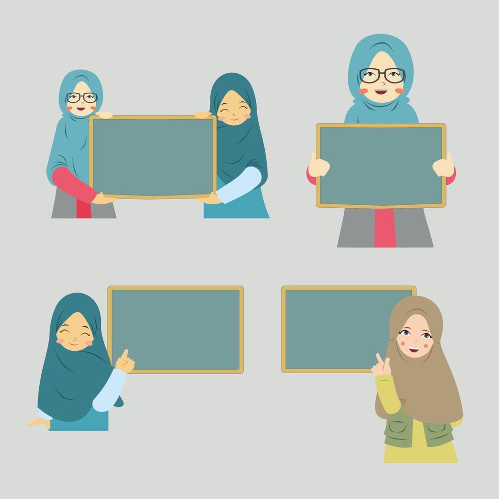 Cute Hijab With Copy Space Board vector