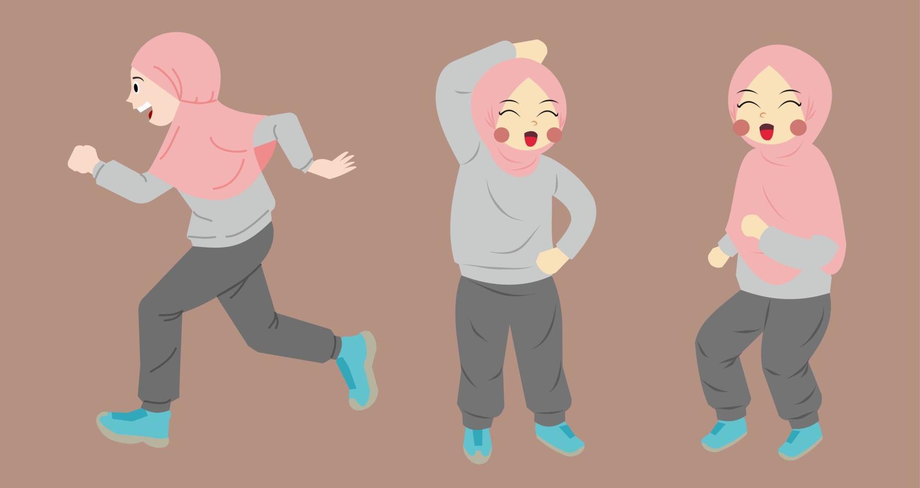 Cute Hijab Doing Exercise vector
