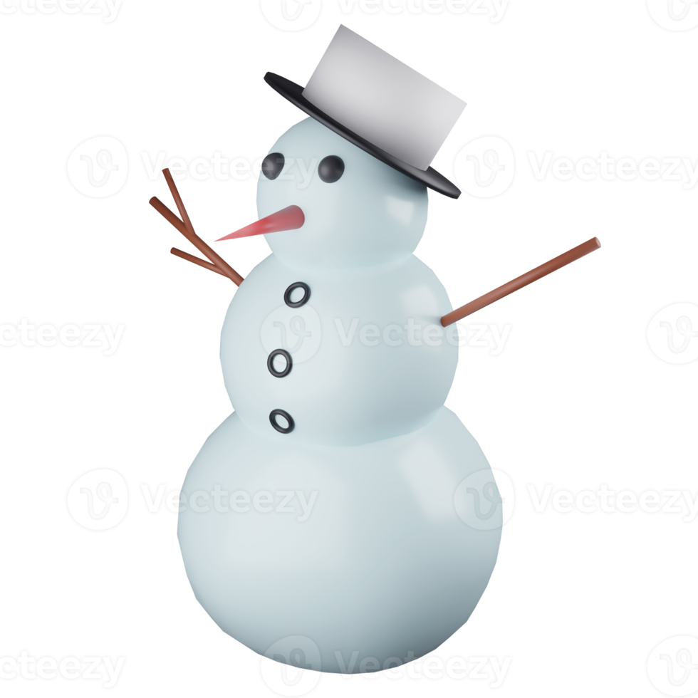 3D rendering side view snowman isolated on transparent background 2 png