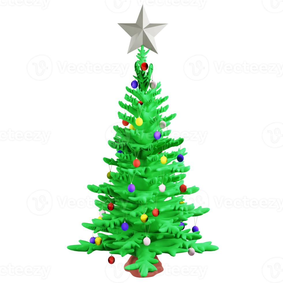 3D rendering Christmas tree isolated on transparent background 2 png