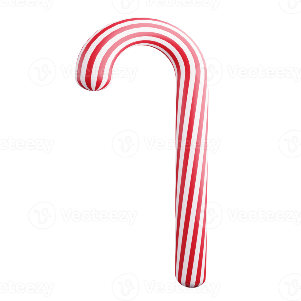 3D rendering candy cane isolated on transparent background 2 png
