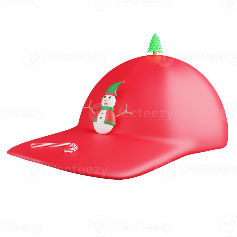 3D rendering Christmas cap isolated on transparent background png