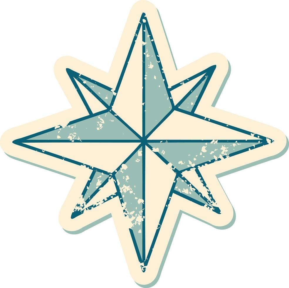 iconic distressed sticker tattoo style image of a star vector