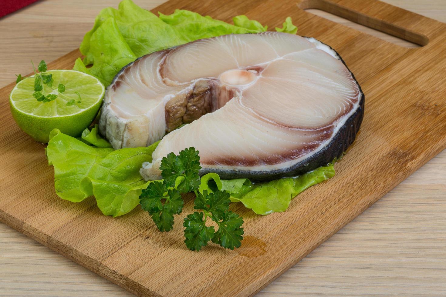 Raw blue shark steak photo