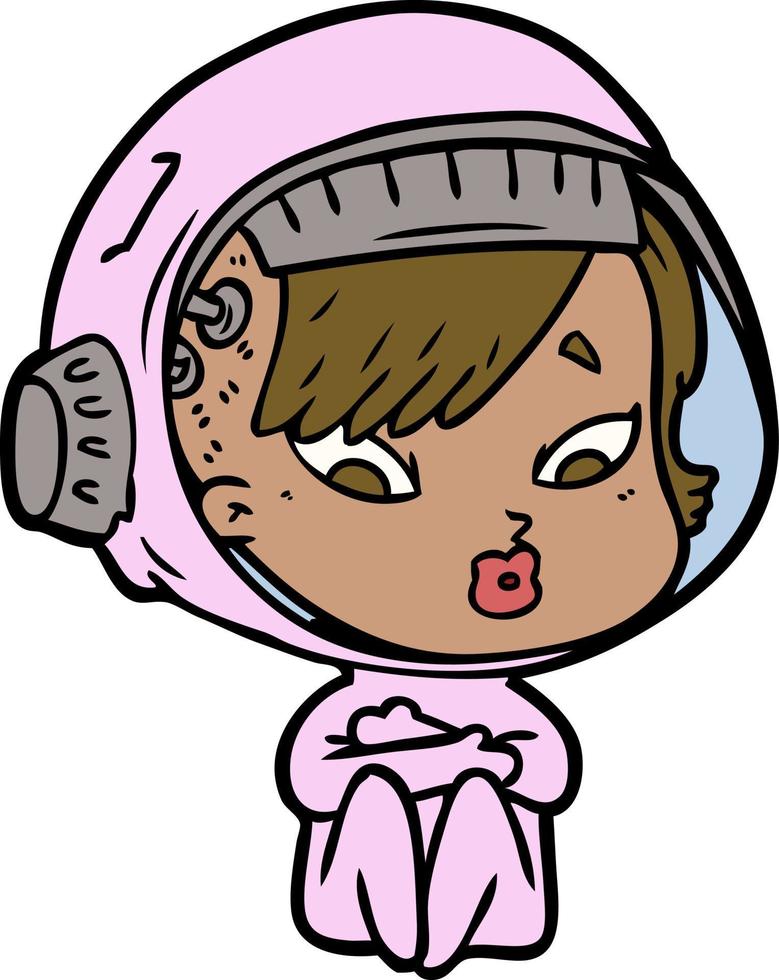 caricatura, astronauta, mujer vector