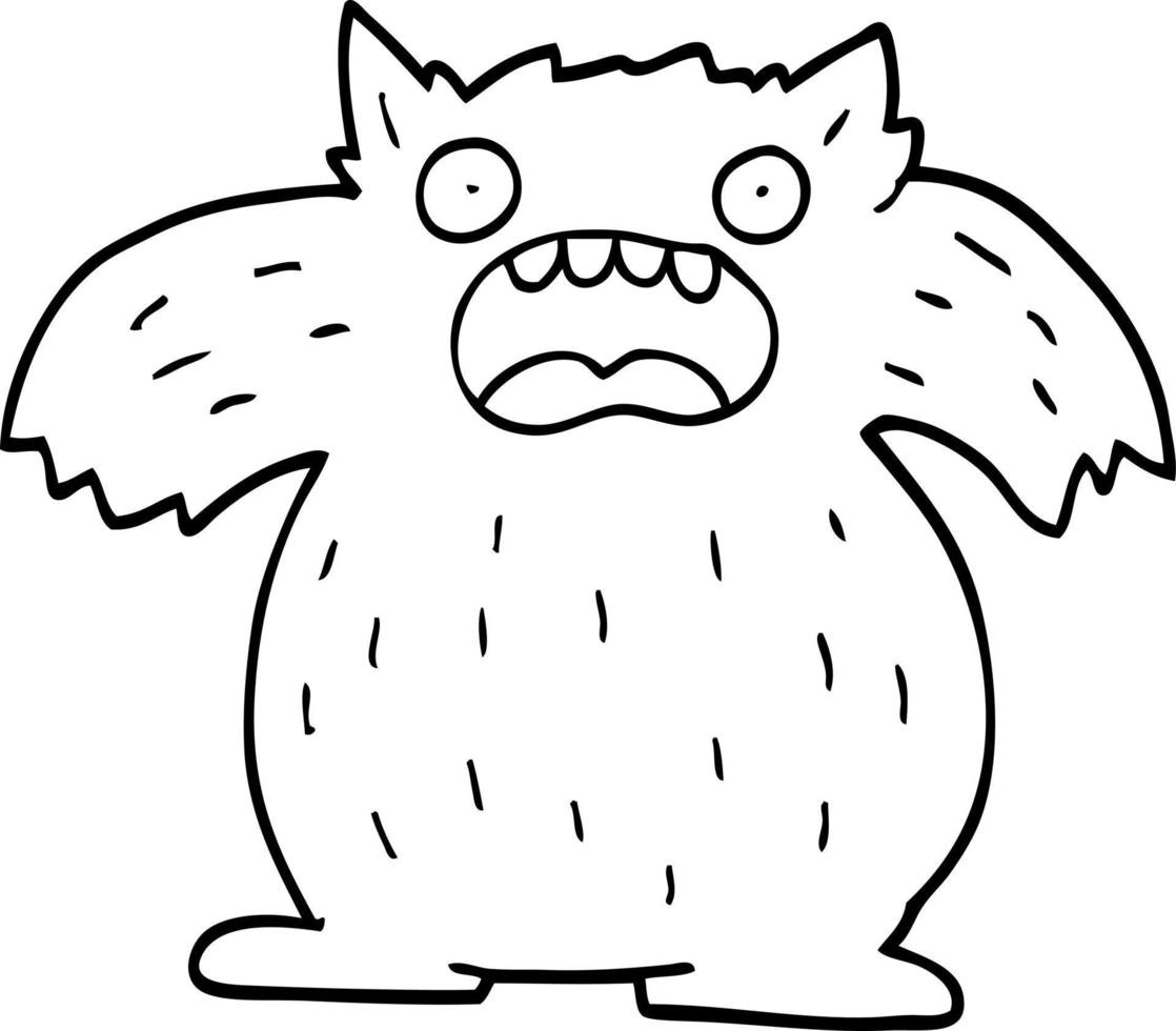 monstruo yeti de dibujos animados en blanco y negro vector