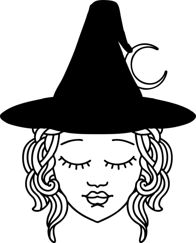 Black and White Tattoo linework Style human mage character vector