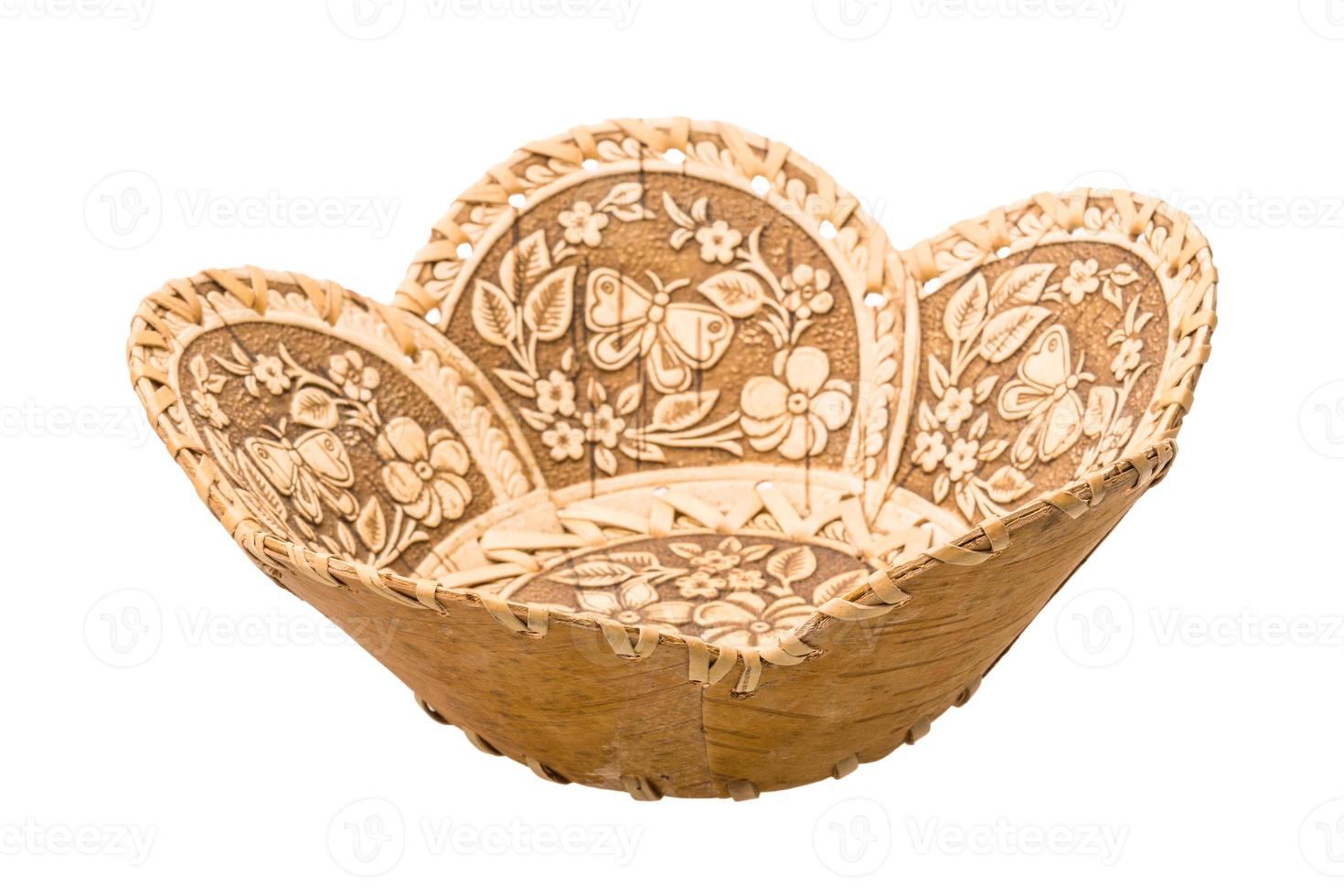 Wood bowl on white background photo