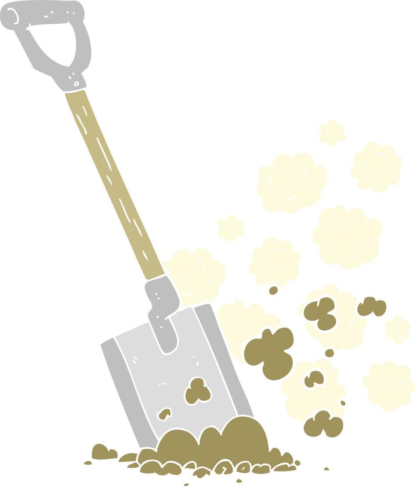 flat color illustration of shovel in dirt vector