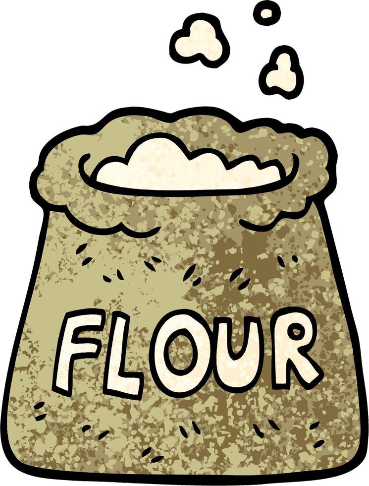 grunge textured illustration cartoon bag of flour vector