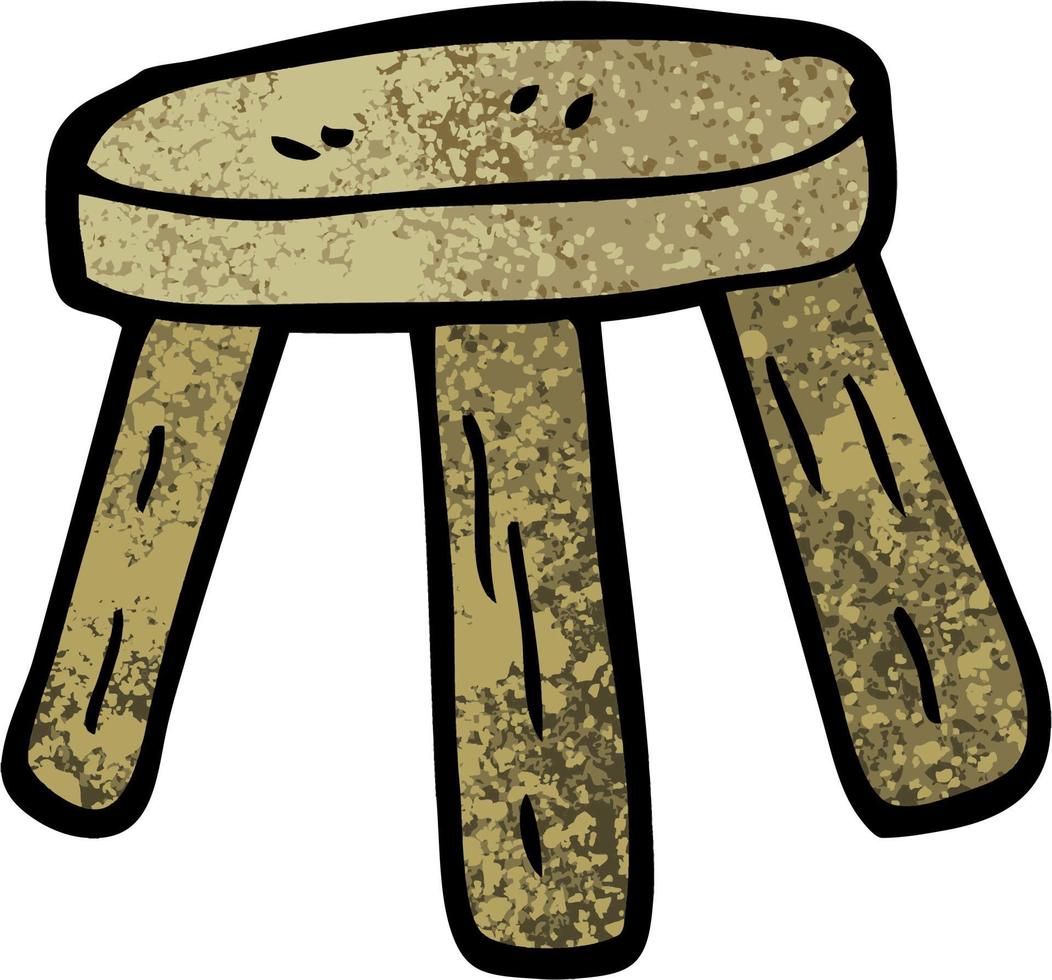 grunge textured illustration cartoon small stool vector