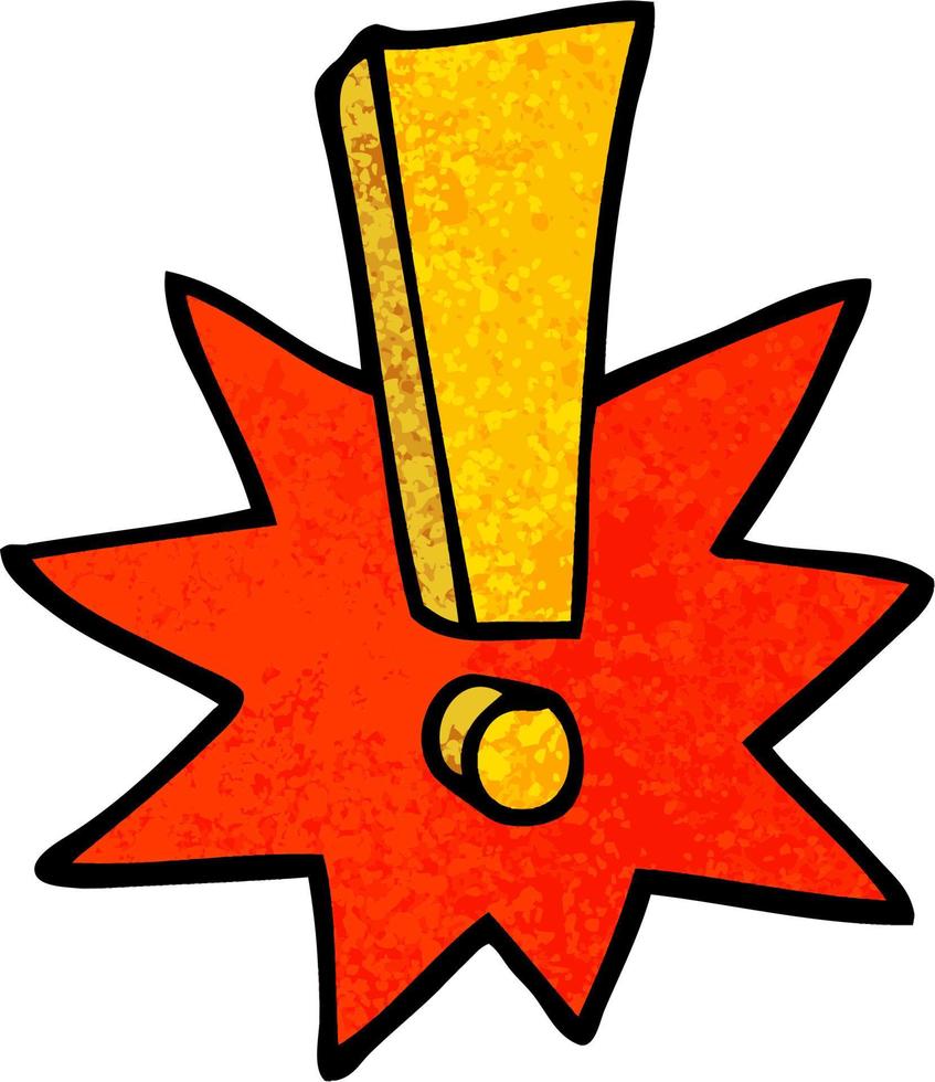 grunge textured illustration cartoon exclamation mark vector