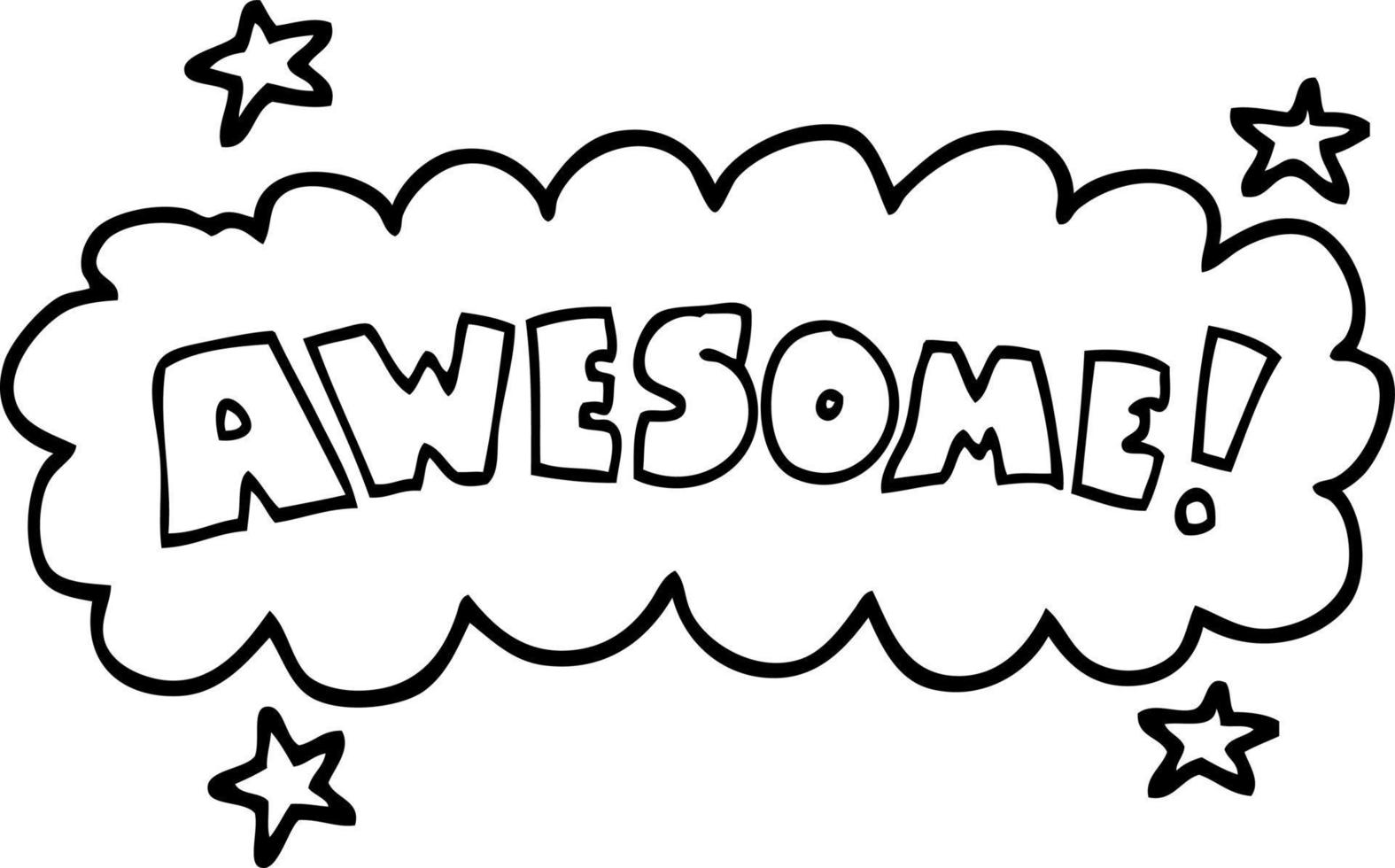 black and white cartoon awesome sign vector