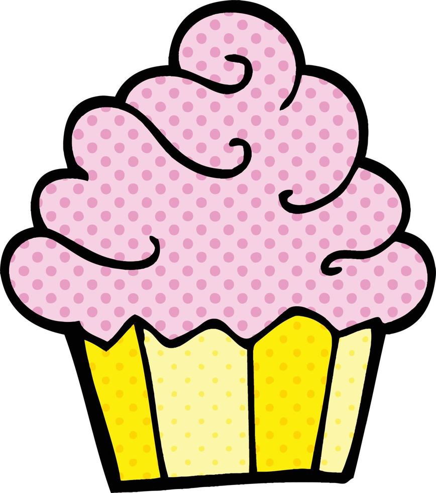 cupcake de dibujos animados de estilo cómic vector