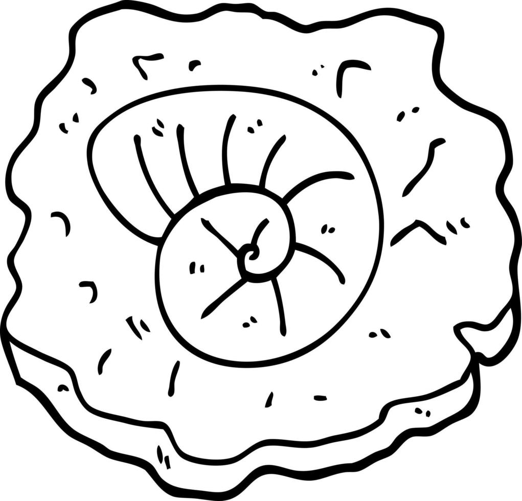 black and white cartoon ancient fossil vector