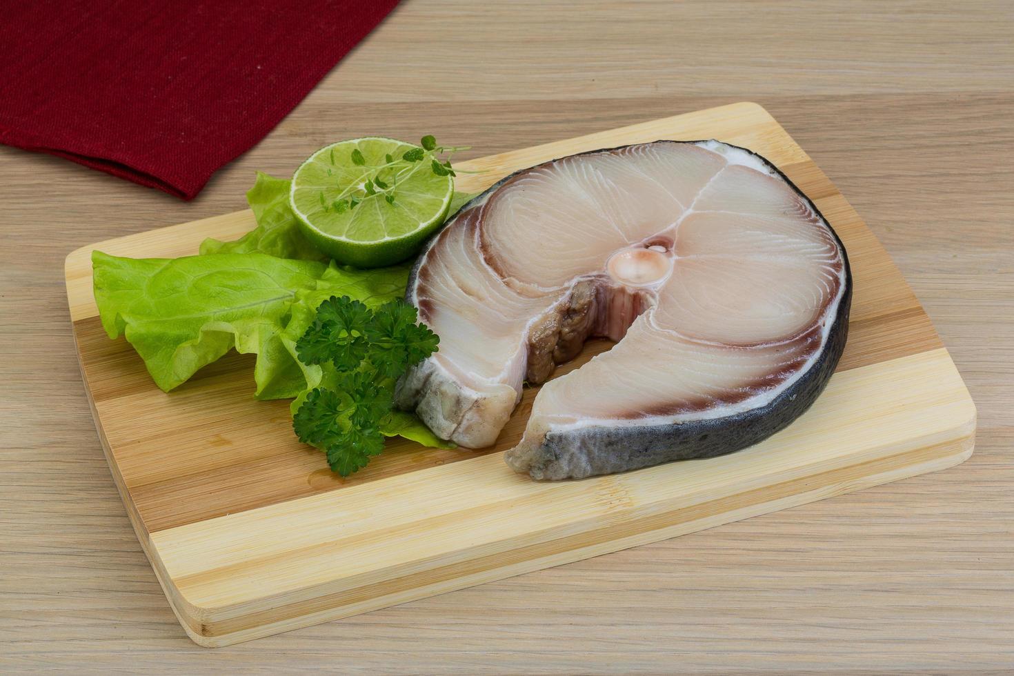 Raw blue shark steak photo