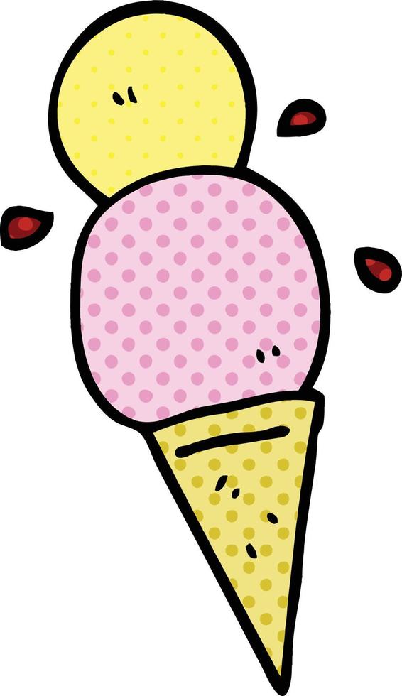 cono de helado de dibujos animados estilo cómic vector