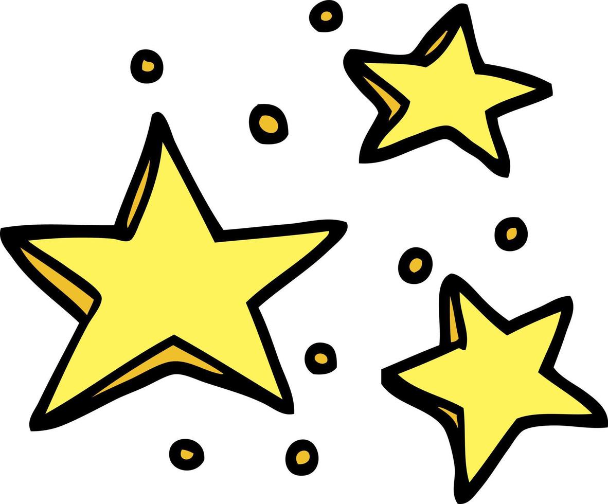 dibujado a mano doodle estilo dibujos animados estrellas decorativas vector