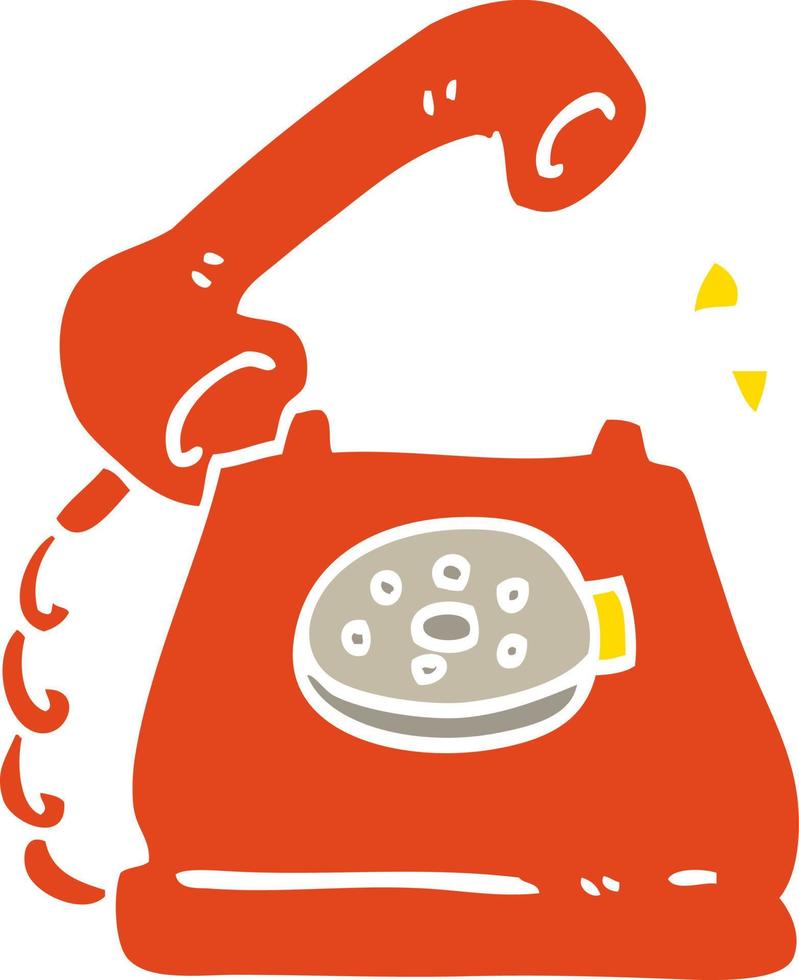 flat color illustration cartoon telephone ringing vector