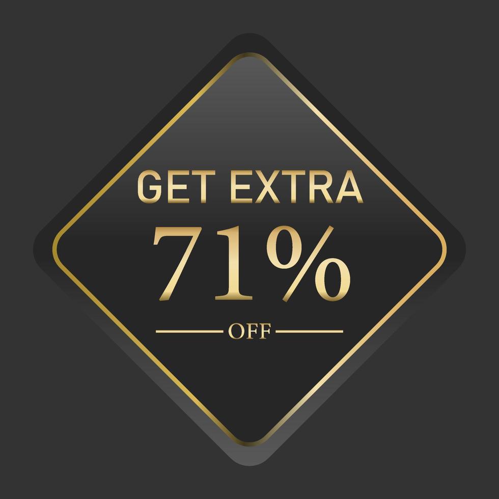 get extra luxury banner. Golden text on black square label frame. Dark background. Vector illustration.