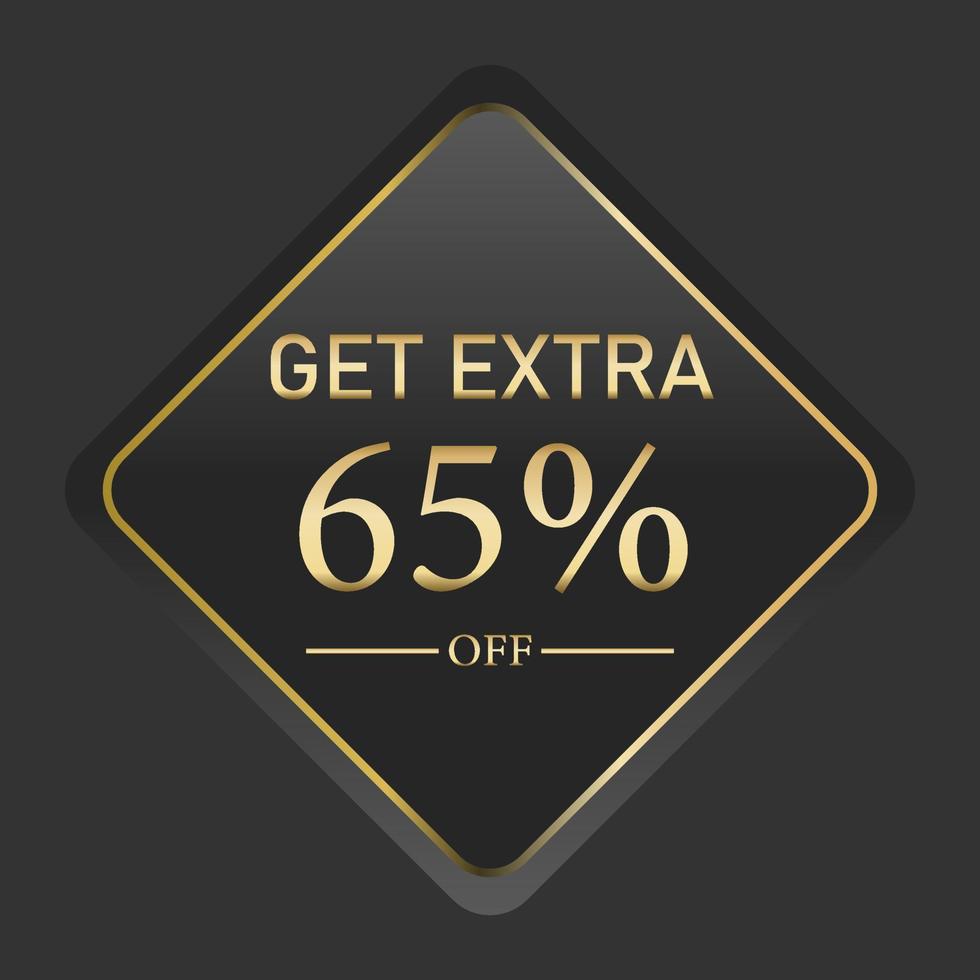 get extra luxury banner. Golden text on black square label frame. Dark background. Vector illustration.