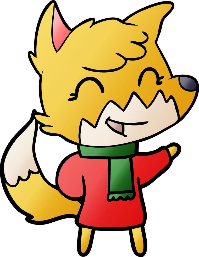 happy cartoon fox vector