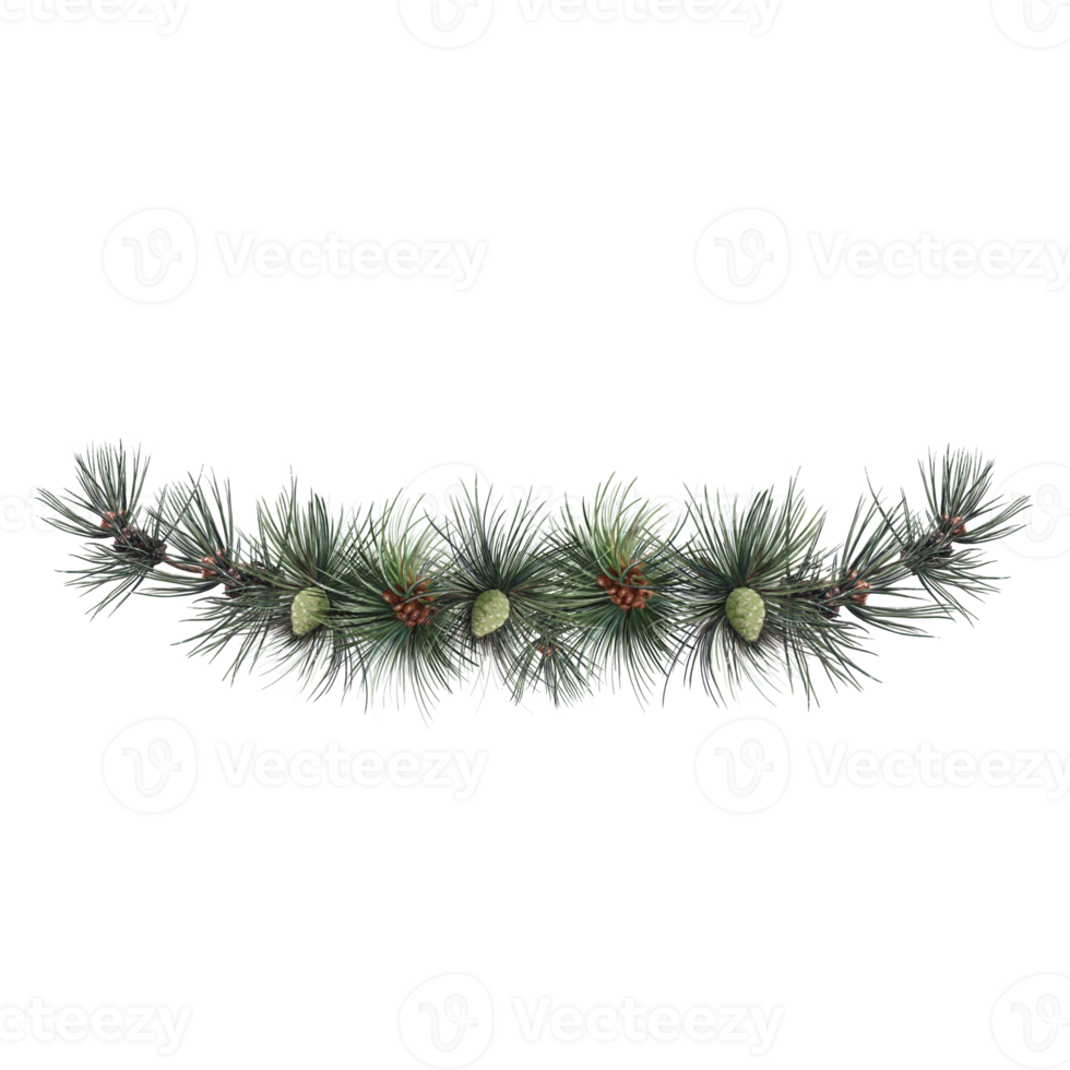 christmas garland decorated with cones illustration png