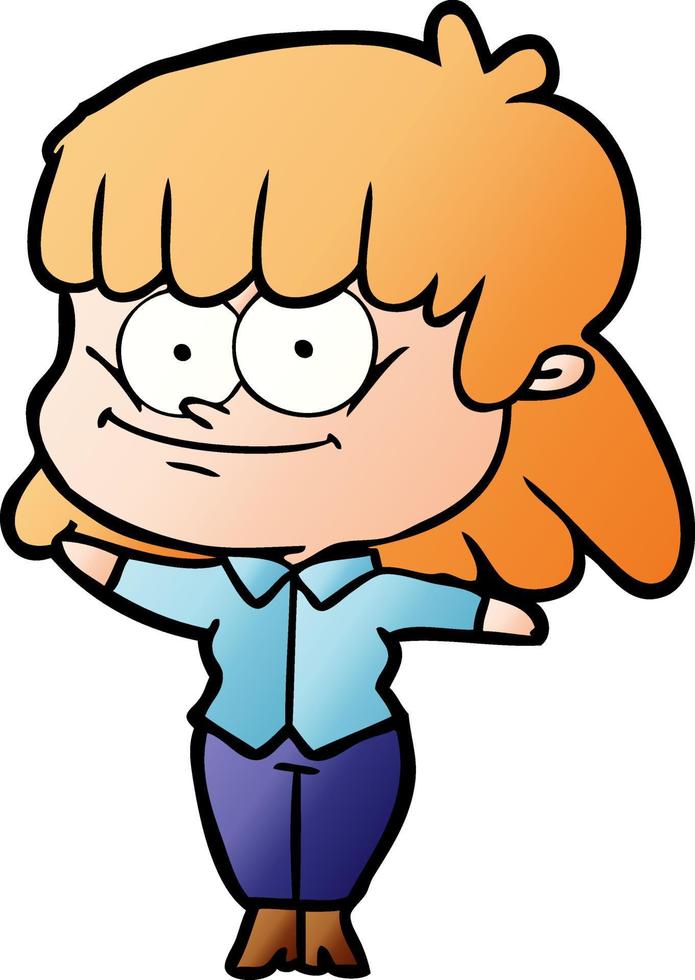 niña de dibujos animados sonriendo vector