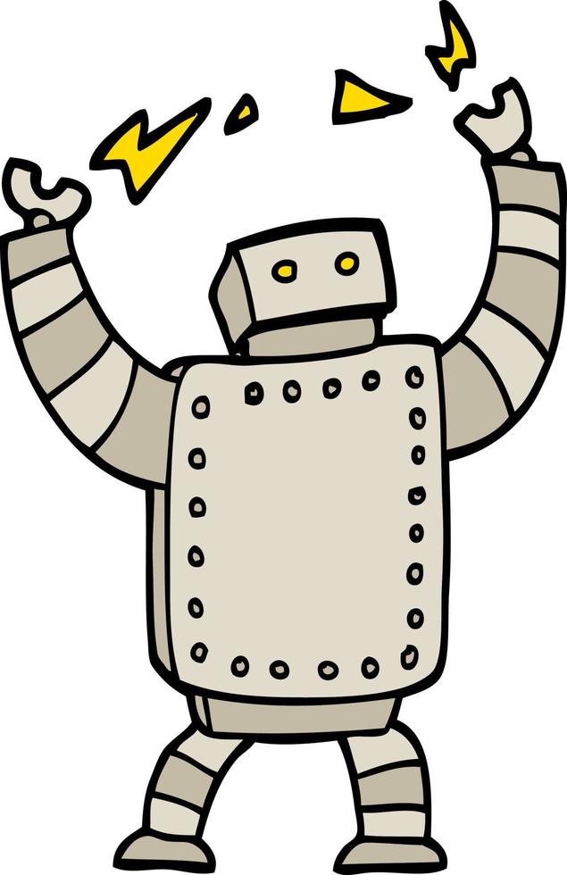 robot gigante de dibujos animados estilo doodle dibujado a mano vector