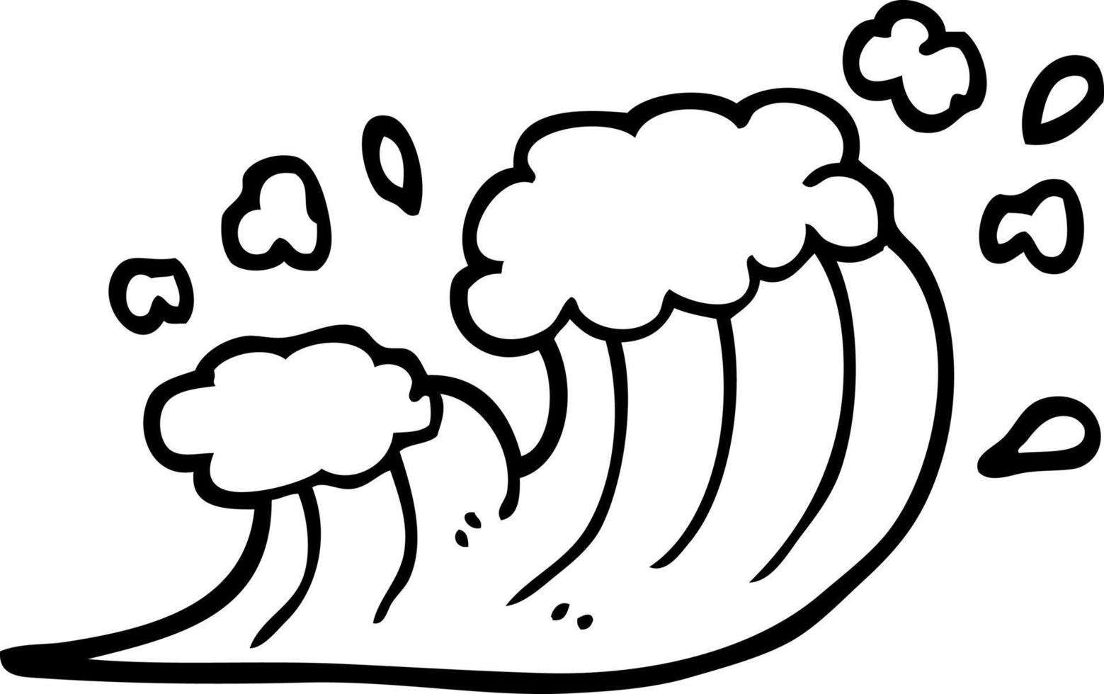 black and white cartoon wave crashing vector