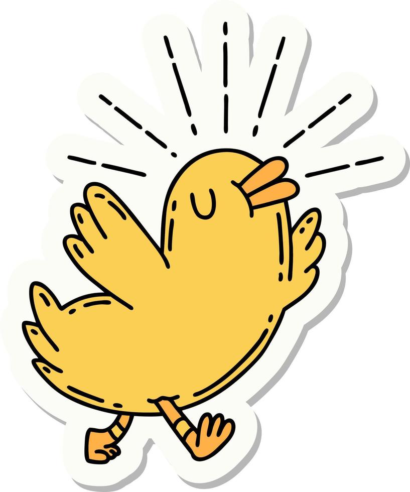 sticker of a tattoo style happy bird vector