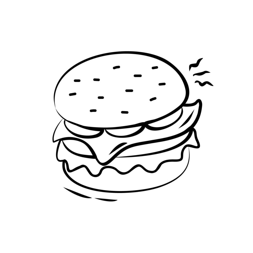 vector de dibujo de mano de hamburguesa de comida rápida gratis