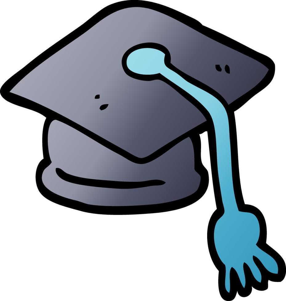 sombrero de graduación de dibujos animados de ilustración de degradado de vector