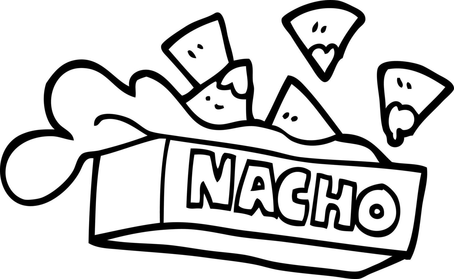 caja de nacho de dibujos animados en blanco y negro vector