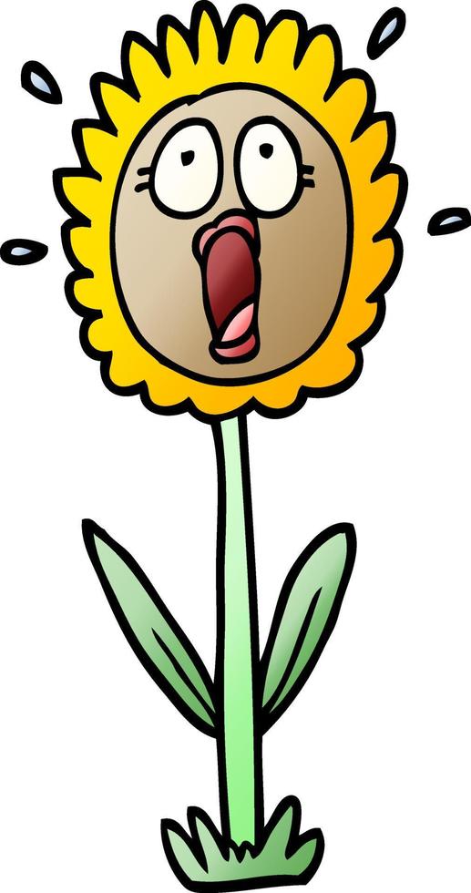 vector gradient illustration cartoon shocked sunflower