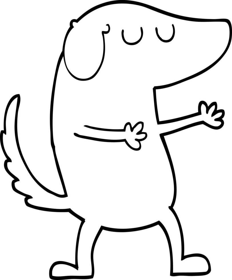black and white cartoon happy dog vector