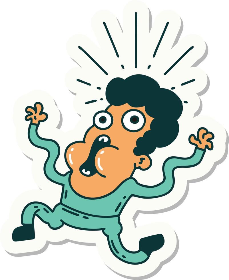 sticker of a tattoo style frightened man vector