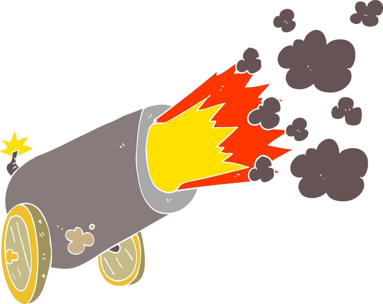 flat color illustration of big cannon firing vector