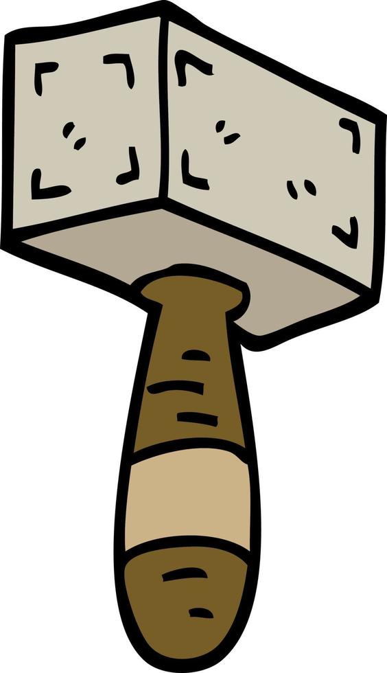 hand drawn doodle style cartoon hammer vector