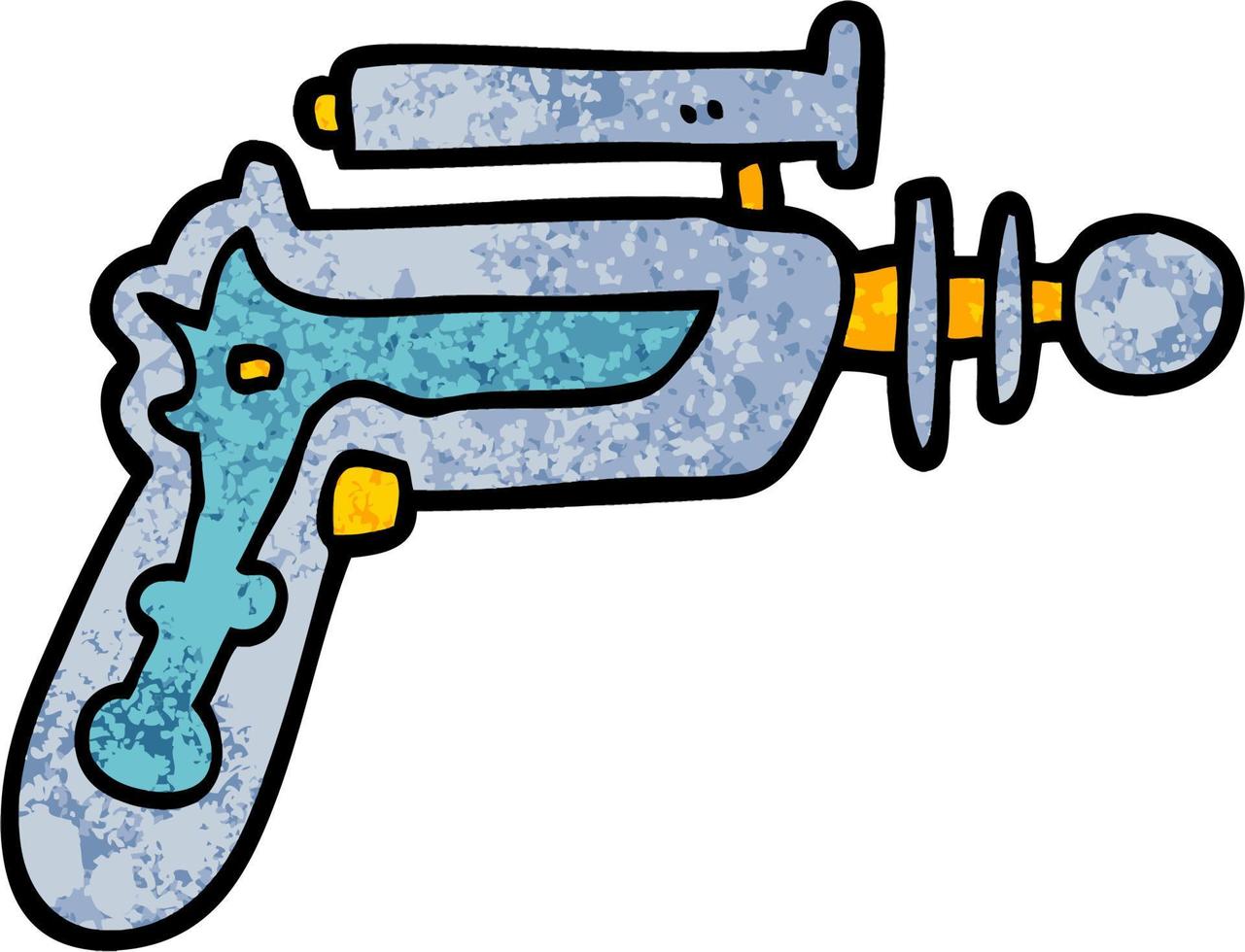 grunge textured illustration cartoon ray gun vector